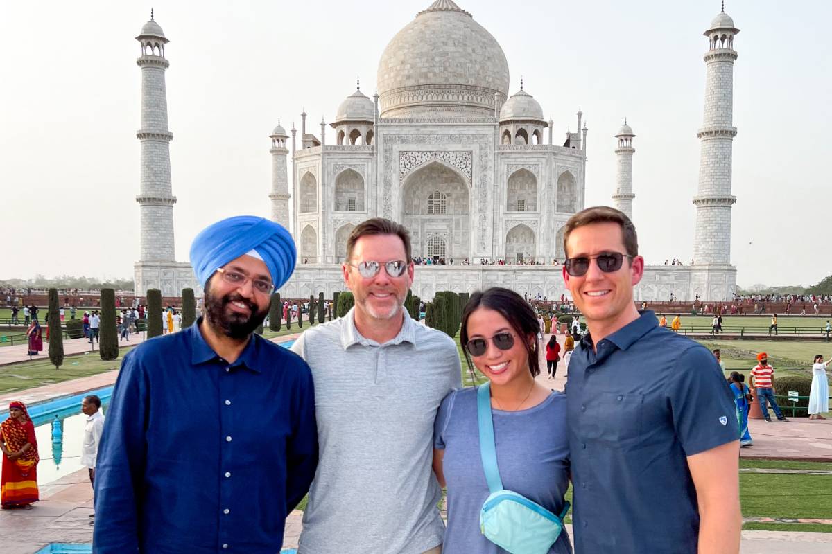 Scott Guthrie and Kaylee Wu flanked by Harpreet Singh and Ryan McAdams at the Taj Mahal