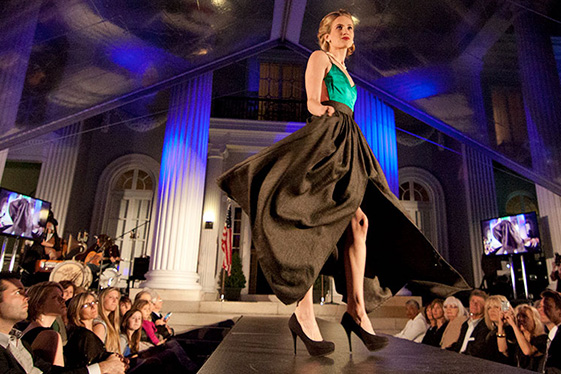 A CEA student walks the catwalk during a fashion show