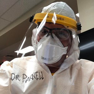 Dr. James Parnell dressed in personal protective equipment
