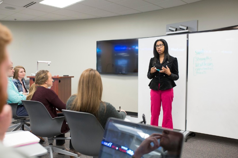 Natasha Johnson teaching in a classroom