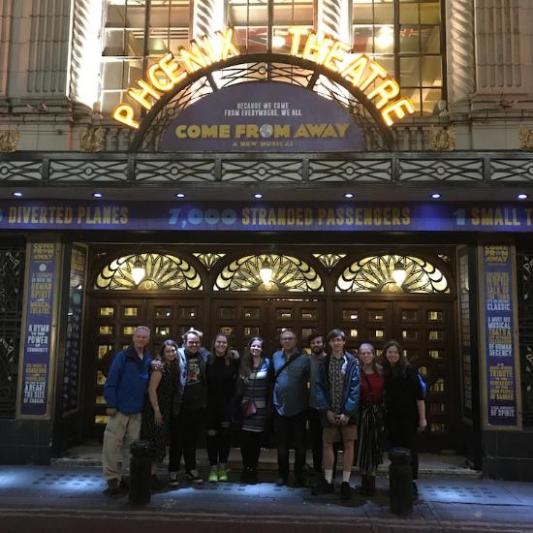 Group of students at "Come From Away" in London