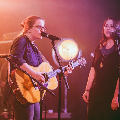 A contemporary music student performs with fellow students