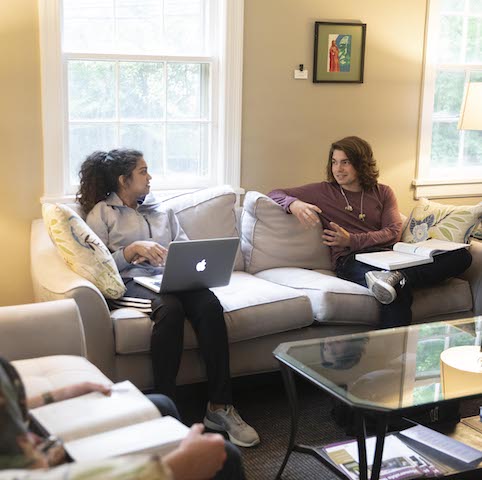 Students spend time studying in the Honors College. 