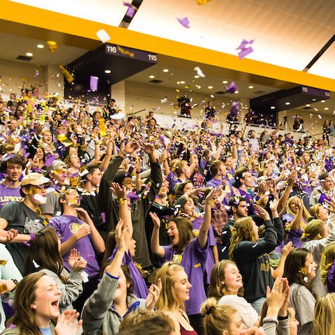 Students celebrate at the Battle of the Boulevard.