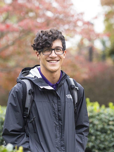 student with backpack