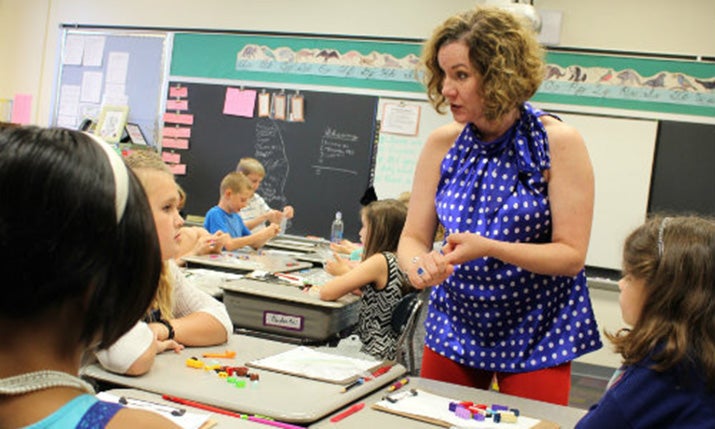 A teacher in a classroom