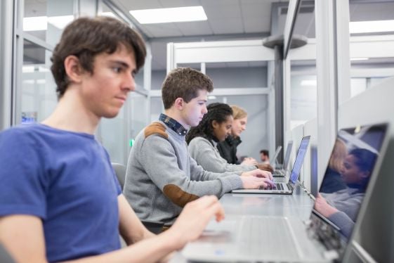 Students working on computers