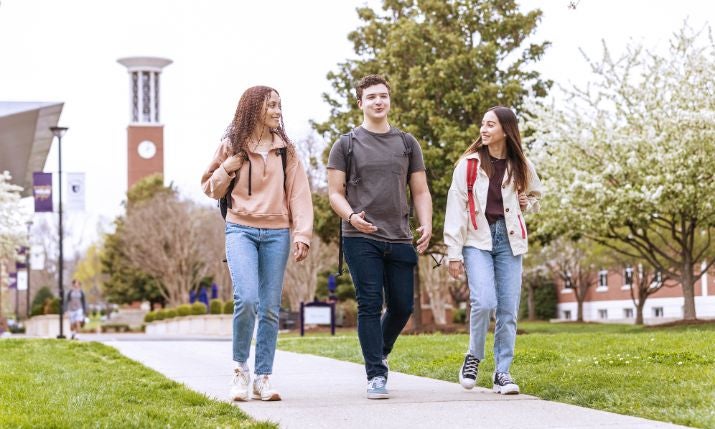 Students walking on campus