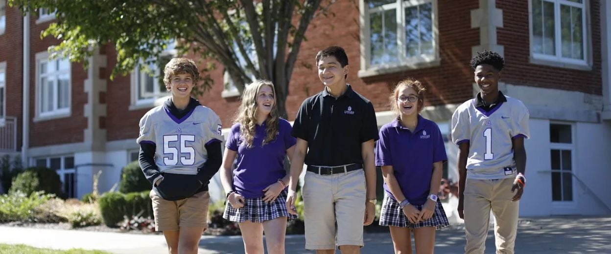 Lipscomb academy students walking in a line