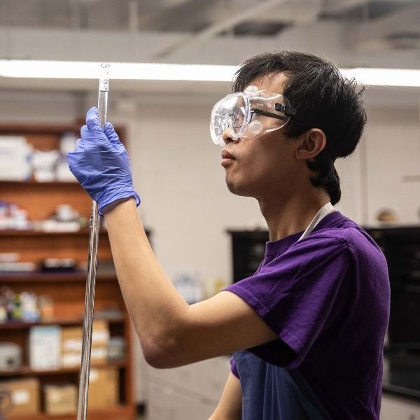 Aaron Hardy working in the lab