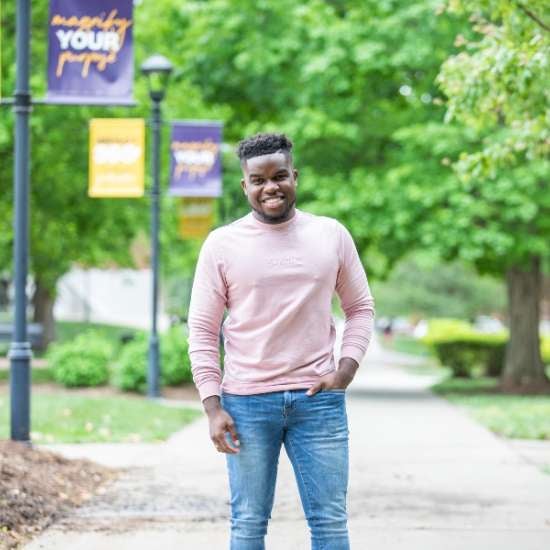 Donken Andre standing outside on Lipscomb's campus