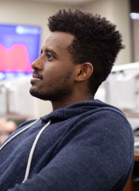 A student in class