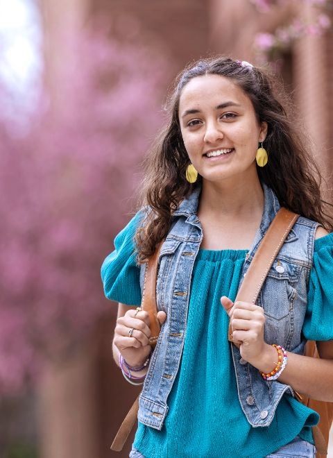 student in the springtime