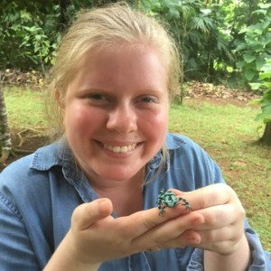 Sierra Gonzalez with spider