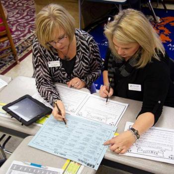 Two women doing lesson plans