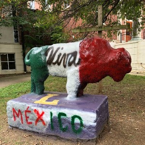 Bison statue painted for Mexico