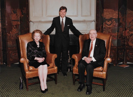 Lipscomb alumnus Eddie Woodhouse with Margaret Thatcher and Jesse Helms