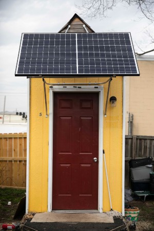 Micro-home with solar panels at Sanctuary 