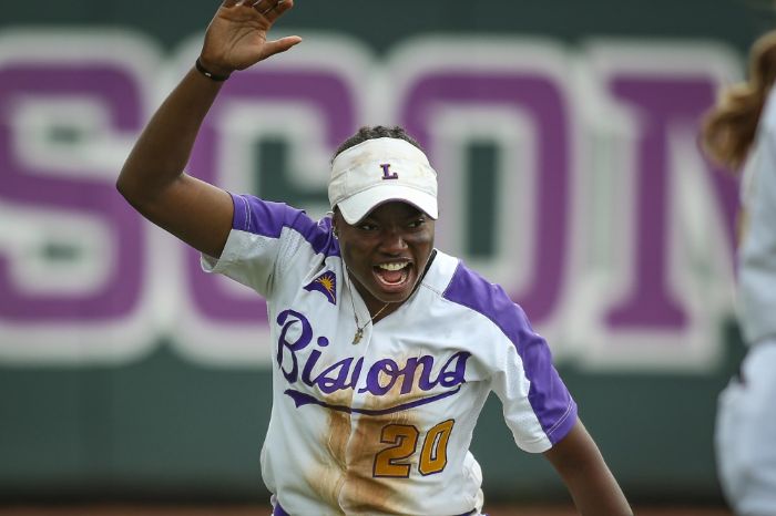 Softball student celebrating