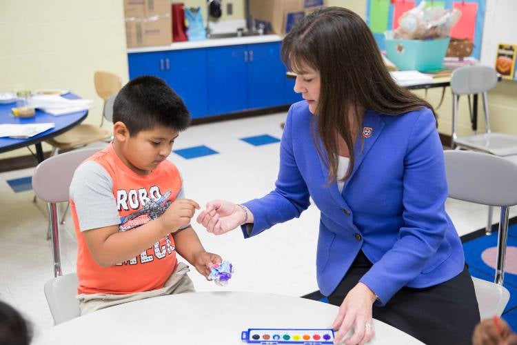 McQueen in classroom setting