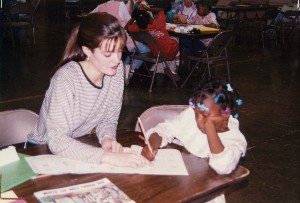 Candice (Hunter) McQueen tutoring at Youth Hobby Shop during her college years