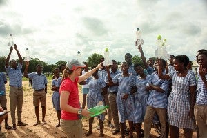 Kristen and her students at Hope College learning about water bottle rockets