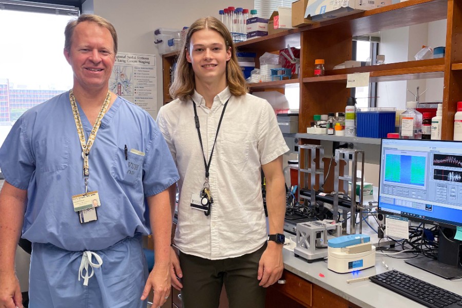 Dr. Grogan and Lucas Domberg in the Vanderbilt research lab
