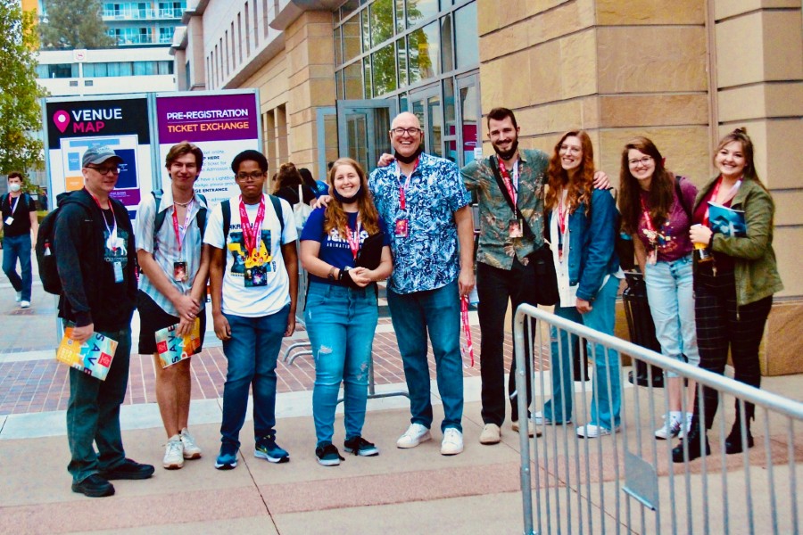 Tony Bancroft with Lipscomb students at 2022 Lightbox Animation Expo