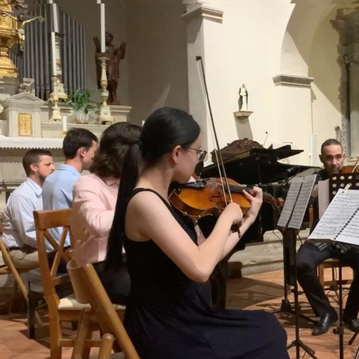 Music students performing in Italy