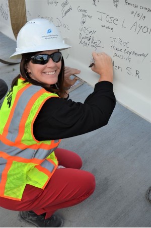 Traci Holton at topping out ceremony