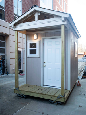 The microhome completed but still on campus