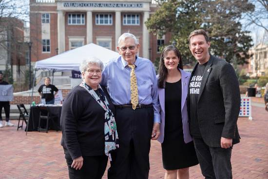 Mary Ann and Dick Peugeot with President McQueen and Bobby Camilleri on Giving Day 2023