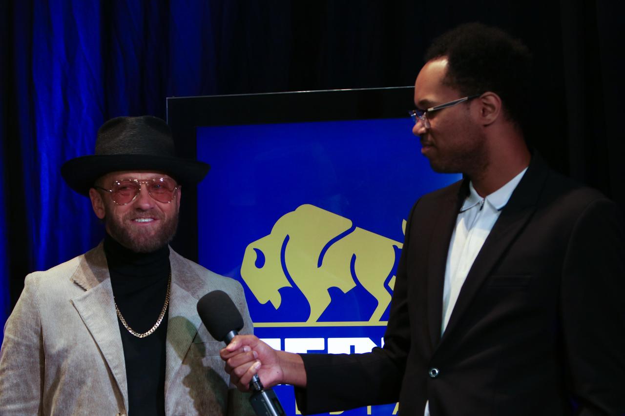 Singer Toby Mac and Herd Media journalist Trey Weston.