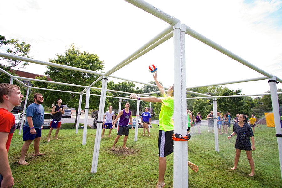 Students here are playing a game outside.