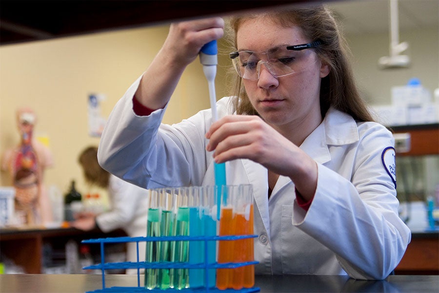 Student in lab