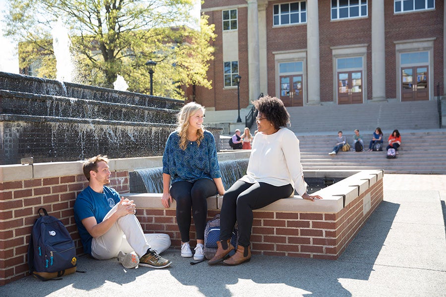 Students in Bison Square.