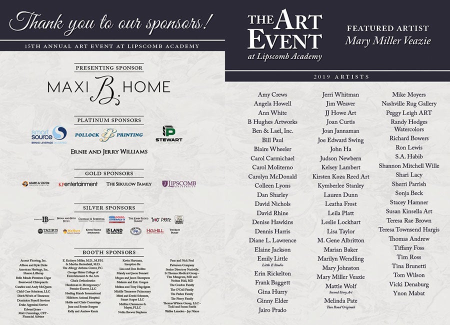 list of sponsors for 2019 Art Event