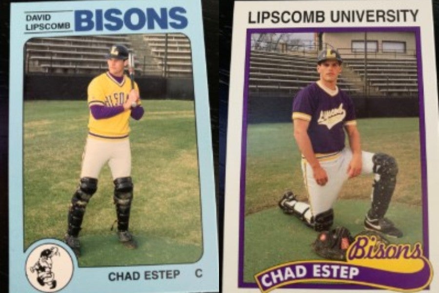 Two baseball cards with Chad Estep in baseball uniform.