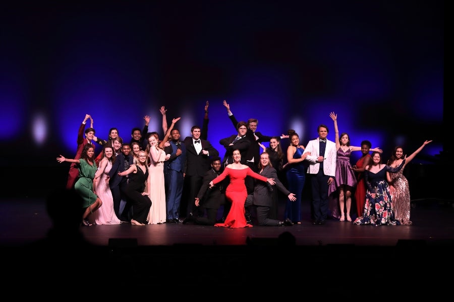 Students on stage at the Spotlight Awards 