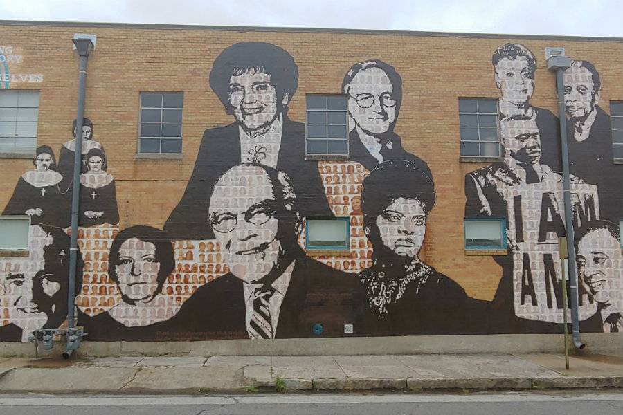 A mural on the wall at the National Civil Rights Museum