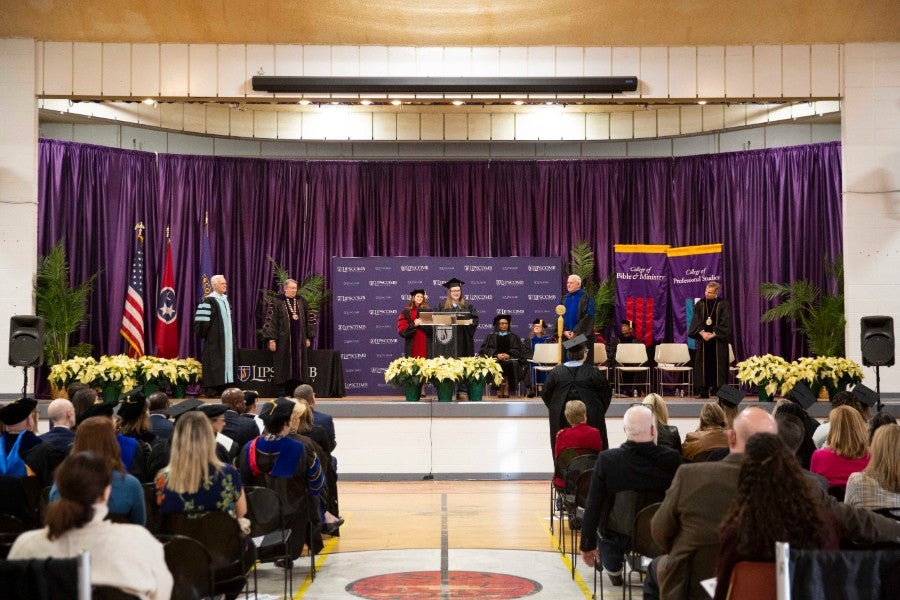 Stage during graduation ceremony