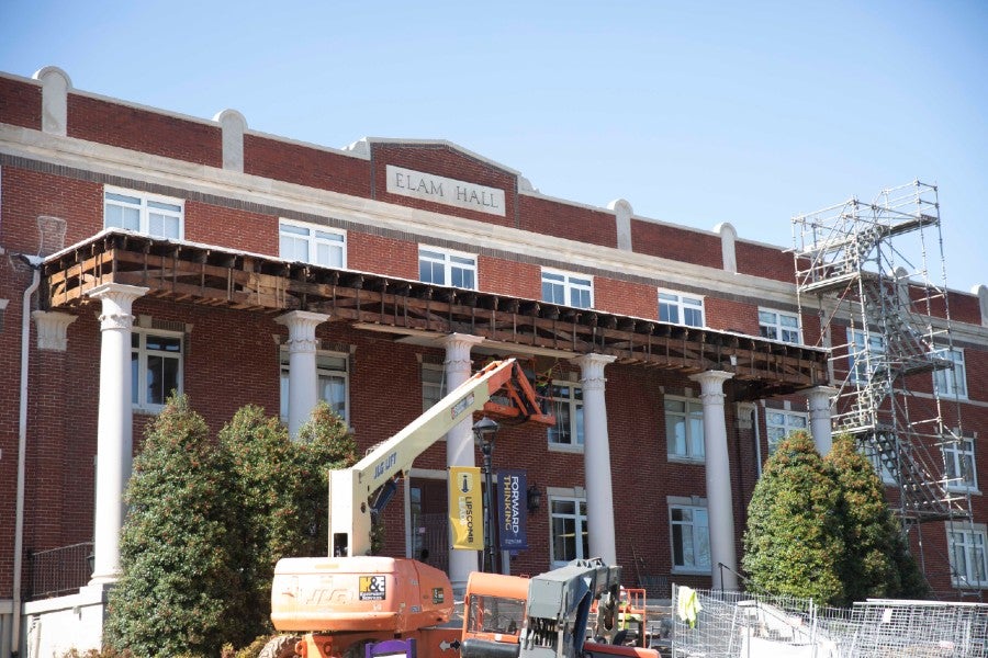 Elam Hall construction April 2, 2020