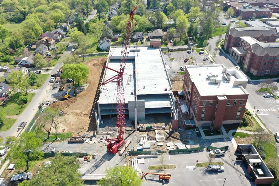Construction of the north campus parking garage