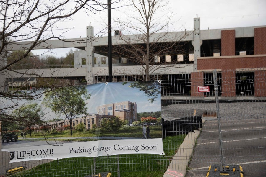 Construction of the north campus parking garage