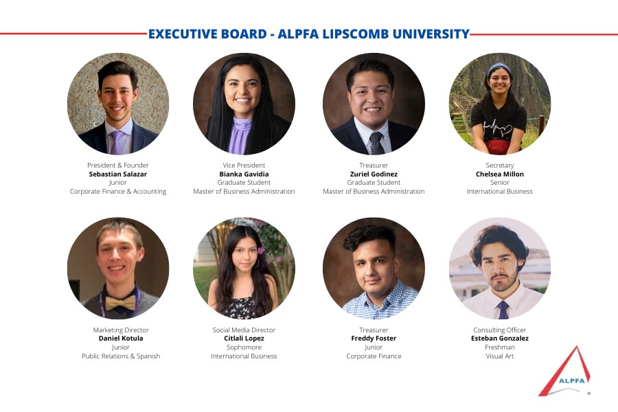 Graphic showing eight student leaders of ALPFA