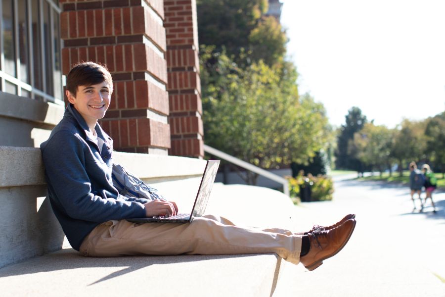 student on the computer