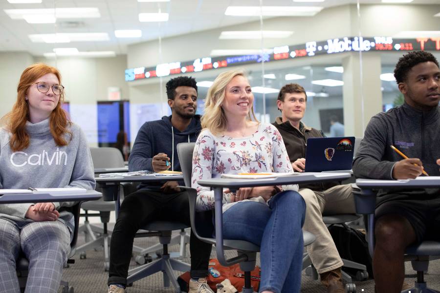 Business students sitting in classroom