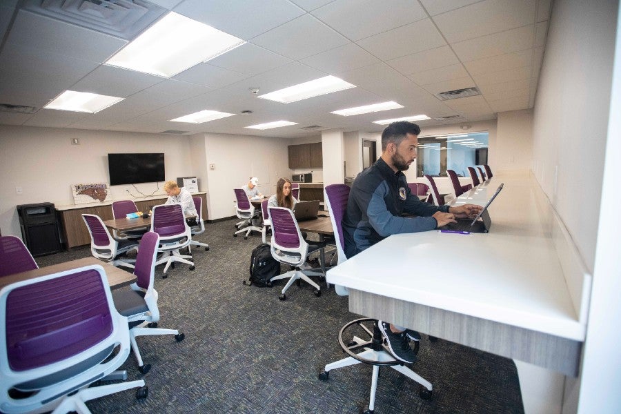 Lipscomb athletes in study space