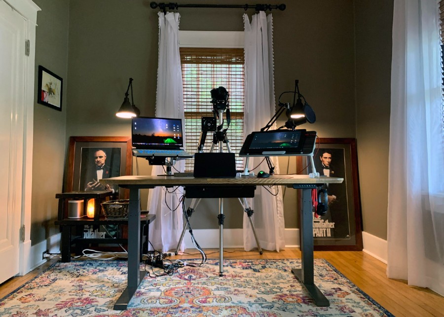 Professor's home office to teach animation remotely