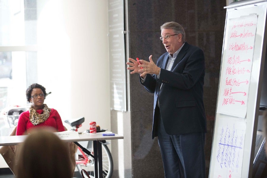 President Lowry teaching a class